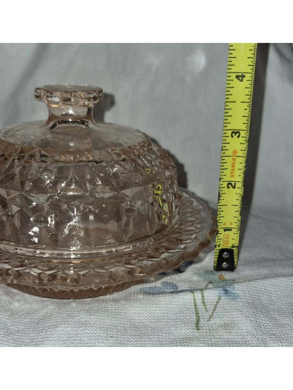 Jeannette Holiday Pink Butter Dish with Cover
